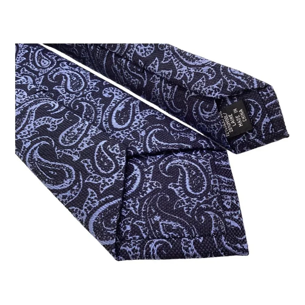 THE MEN'S STORE BLOOMINGDALE'S Blue Purple Paisley Silk Blend Tie 59